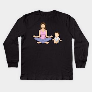 Mother and son doing meditation Kids Long Sleeve T-Shirt